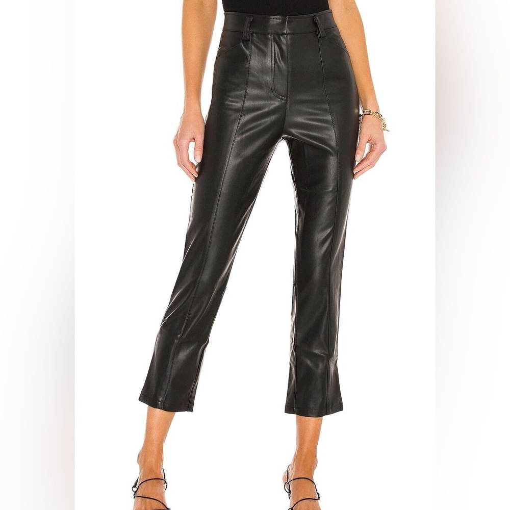 LBLC The Label Jen Vegan Leather Trouser Black Crop Revolve new